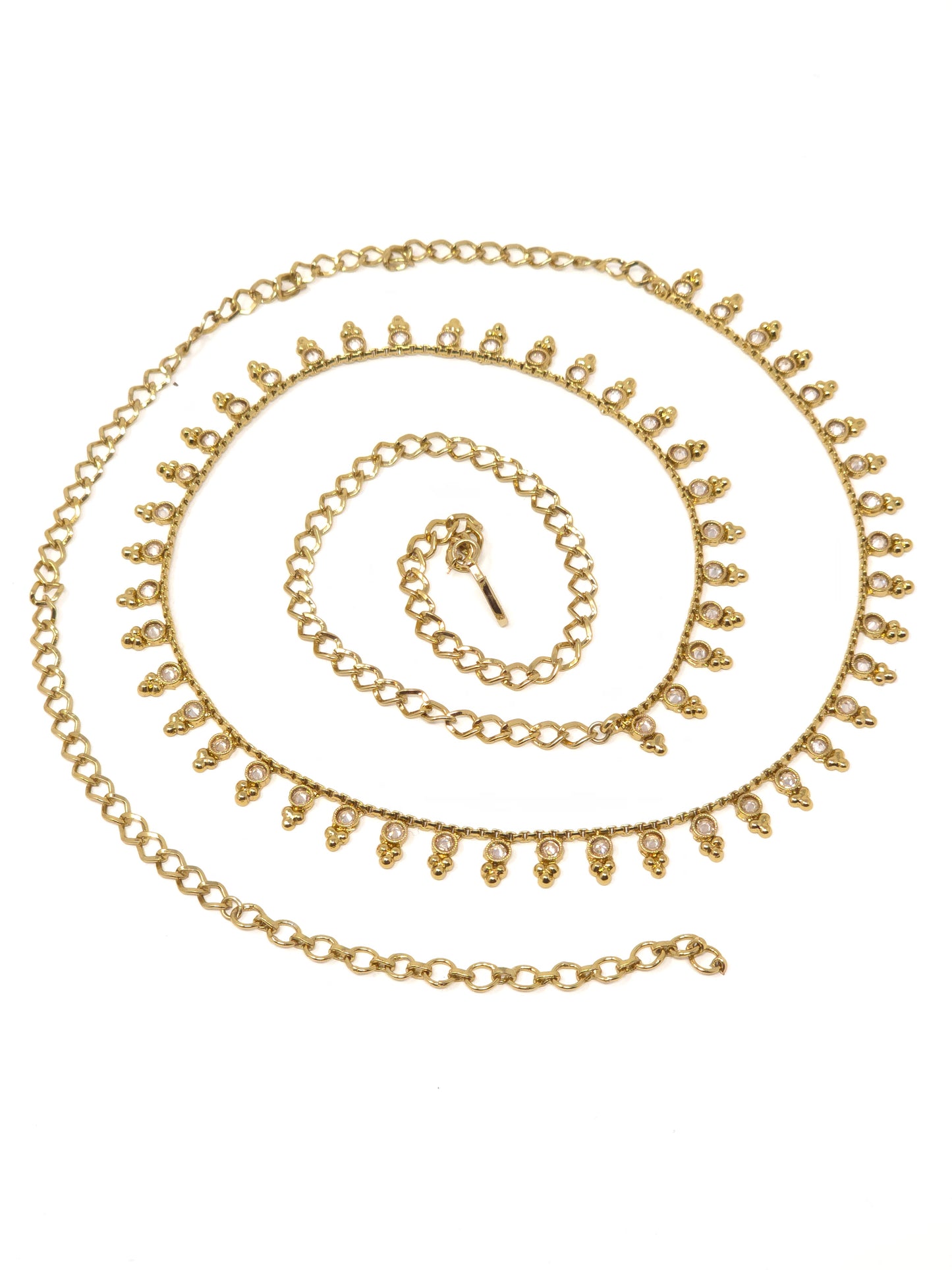 Gold Crystal Waist Belt with Delicate Dangling Charms