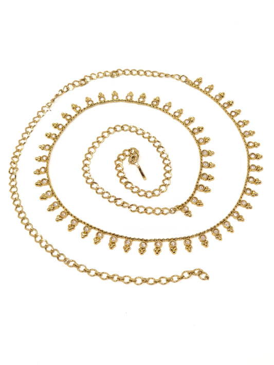 Gold Crystal Waist Belt with Delicate Dangling Charms