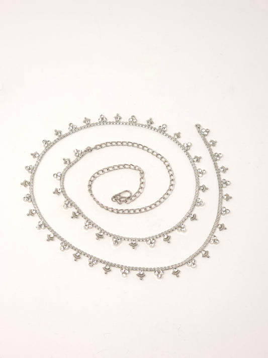 Silver Cluster Crystal Waist Belt