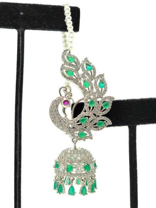 Peacock Stone Earring Chains in Emerald or Ruby