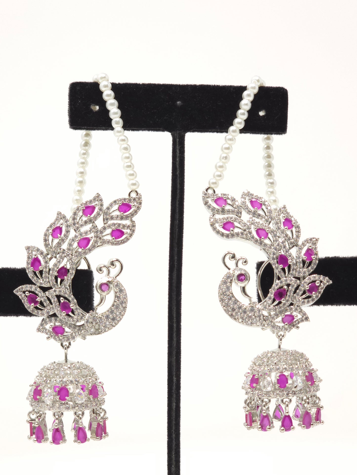Peacock Stone Earring Chains in Emerald or Ruby