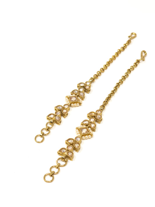 Kundan Pearl Earring Chains