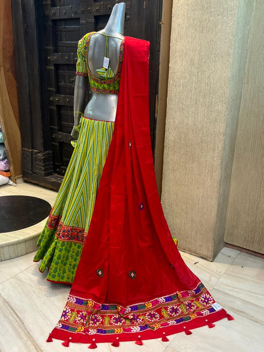 Green Gamthi soft cotton Chaniya Choli