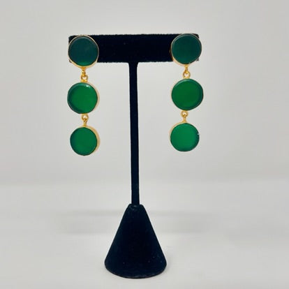Jaipur Collection |Natural Stone Three Drop Earrings.