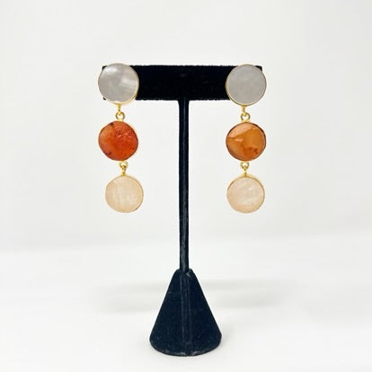 Jaipur Collection |Natural Stone Three Drop Earrings.