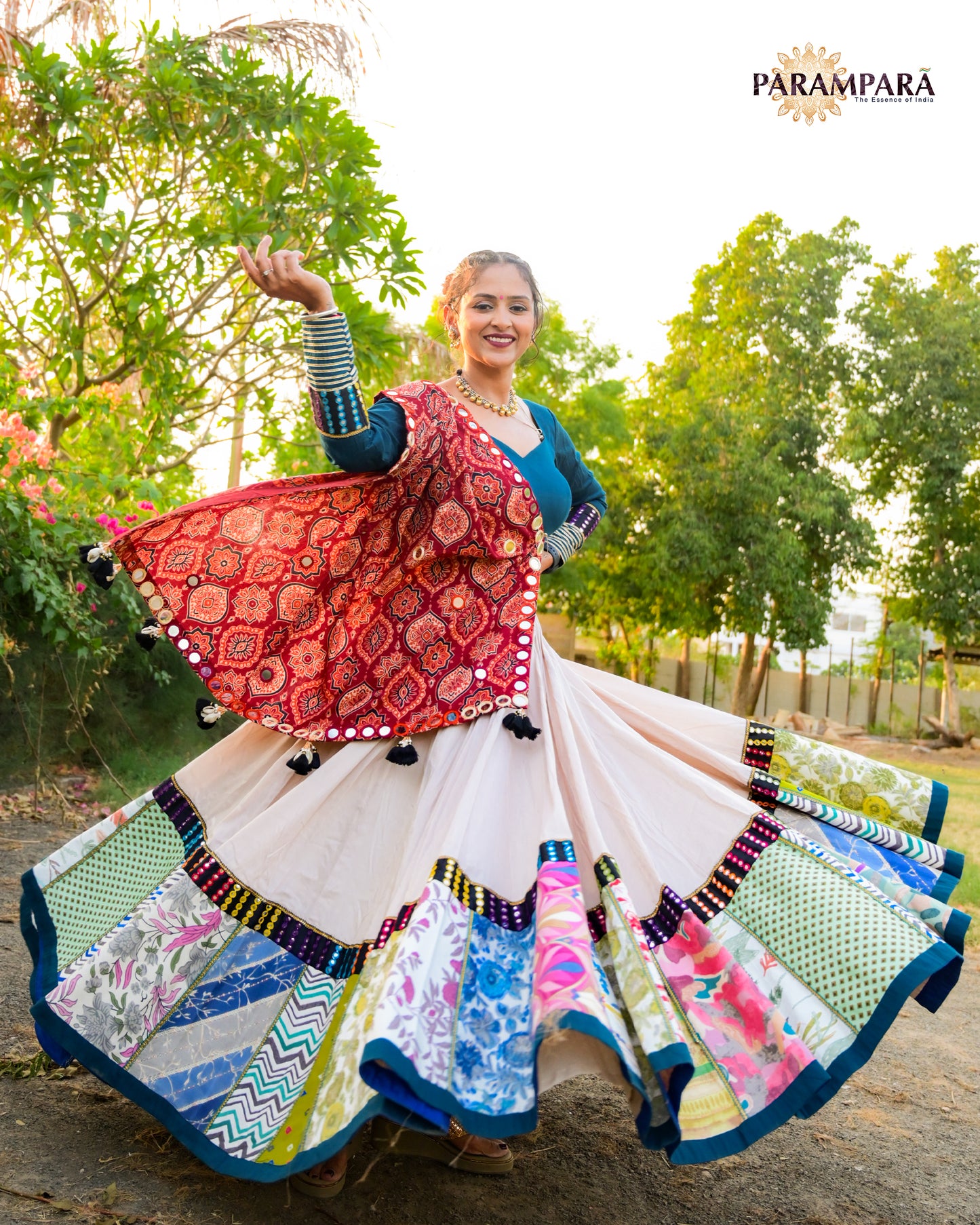 Beautiful Multicolor Chaniya choli With Floral Design.