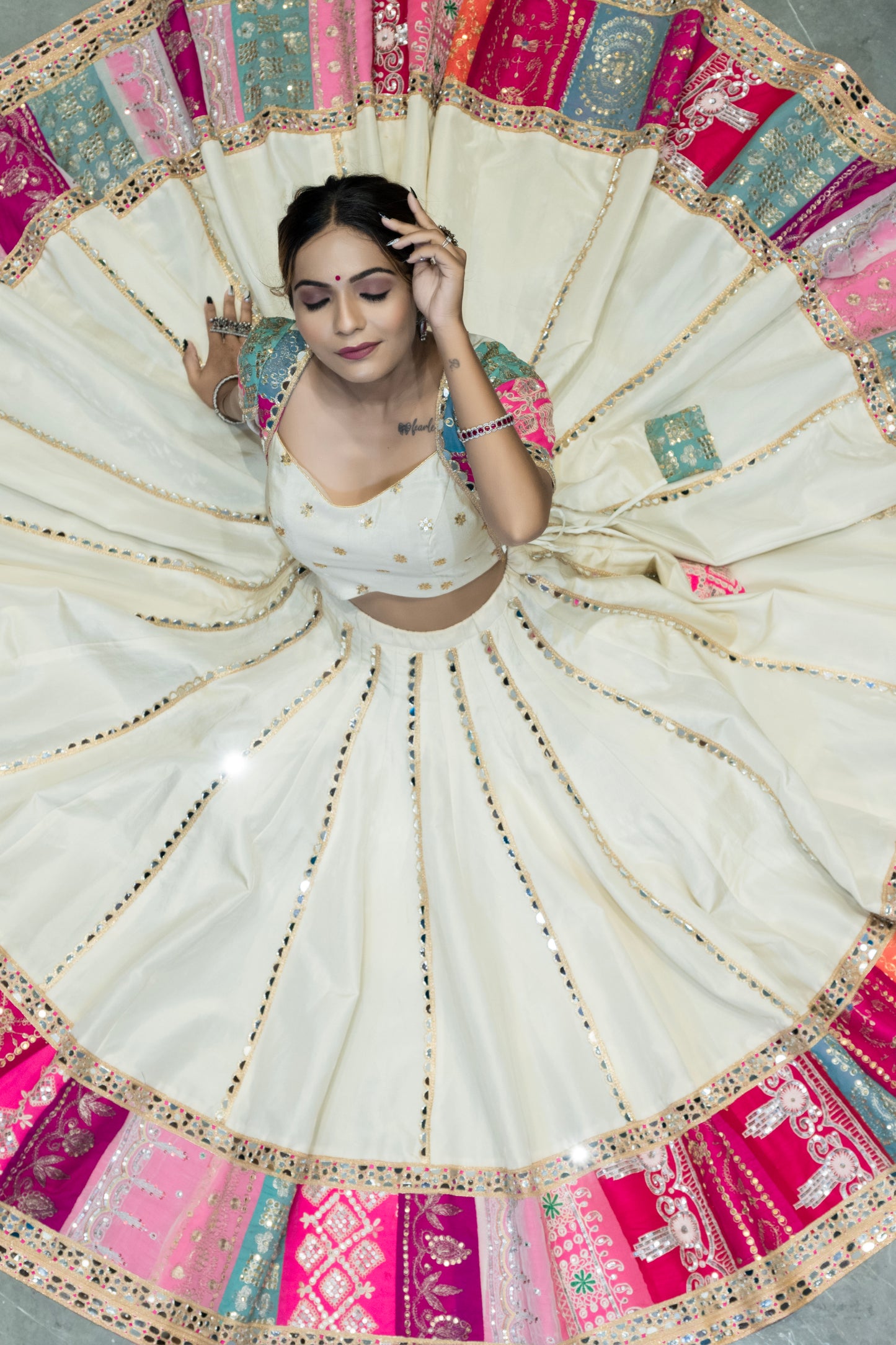 White Multi kali chaniya choli.