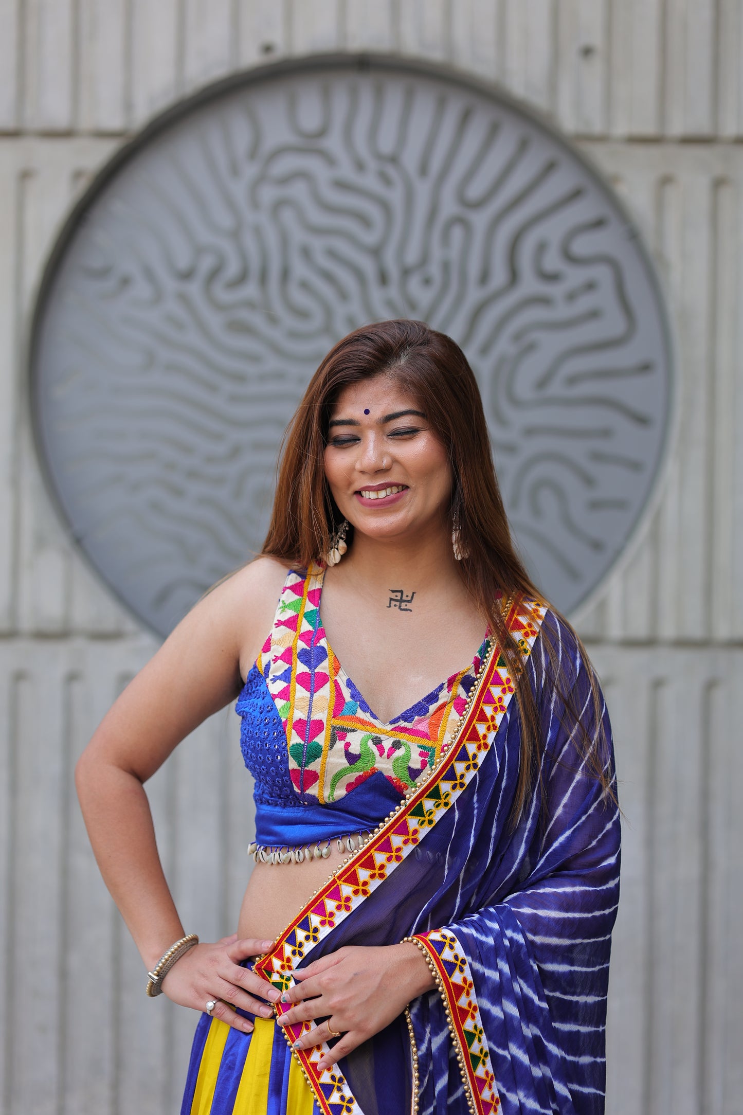Best Beautiful Block printed, Authentic ,Traditional ,Navaratri Wear Chanyiya Cholic, Garba Wear , Yellow and blue color combination with blue printed Duppata