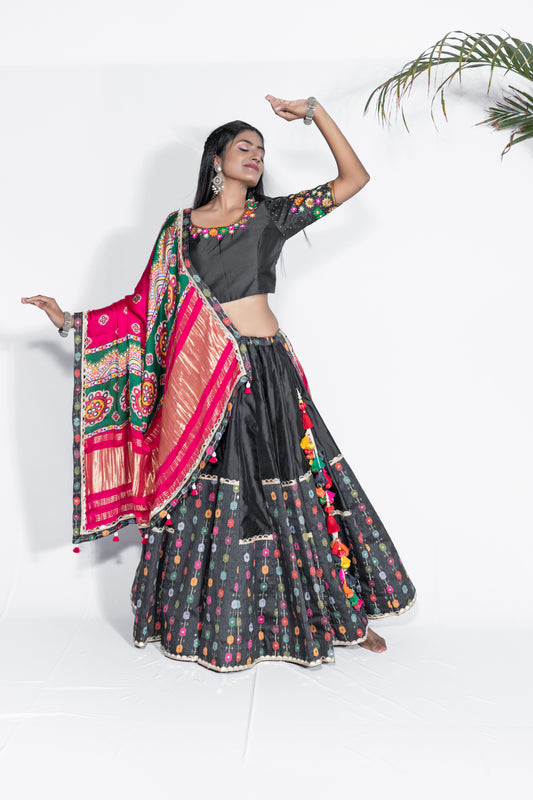 Black Modal Dupatta Chaniya Choli .