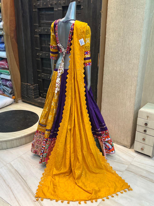 Mustard yellow sold cotton Chaniya choli