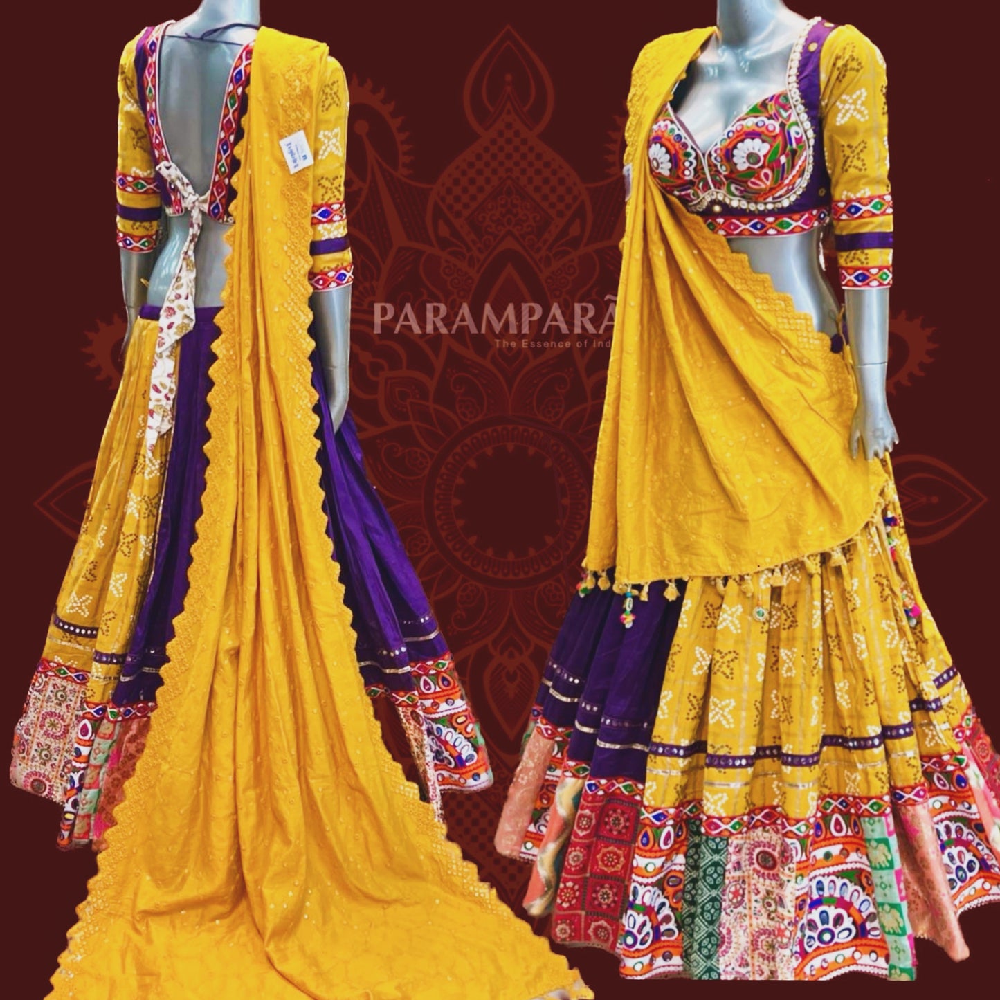 Mustard yellow sold cotton Chaniya choli