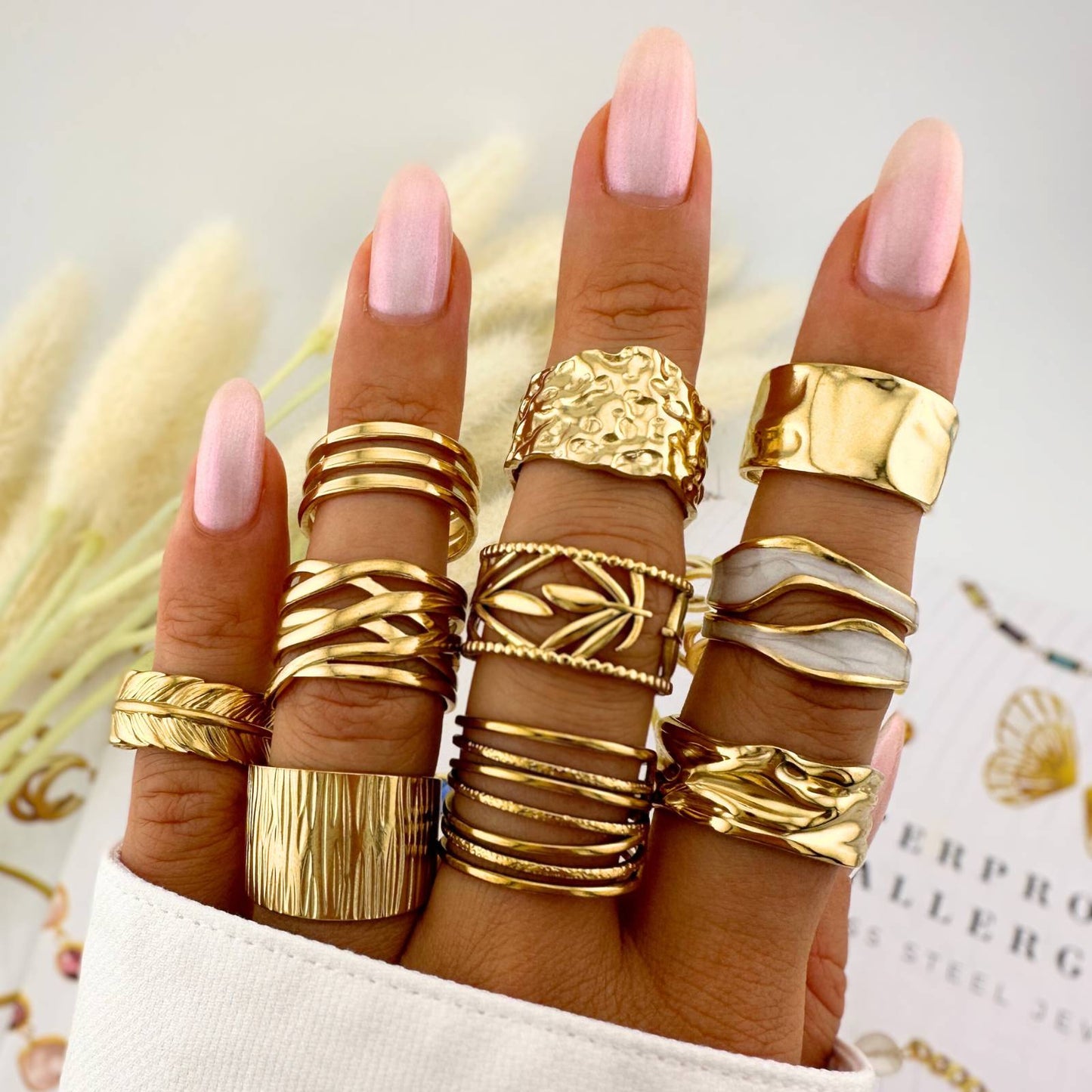 Gold Plated Anti-Tarnish Double Layer Enamel Ring.