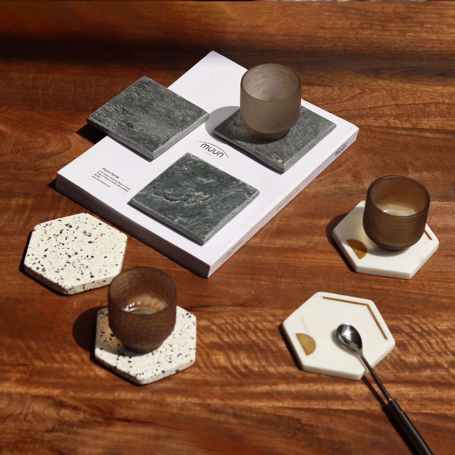 Terrazzo Inlay Hexagon Coasters.