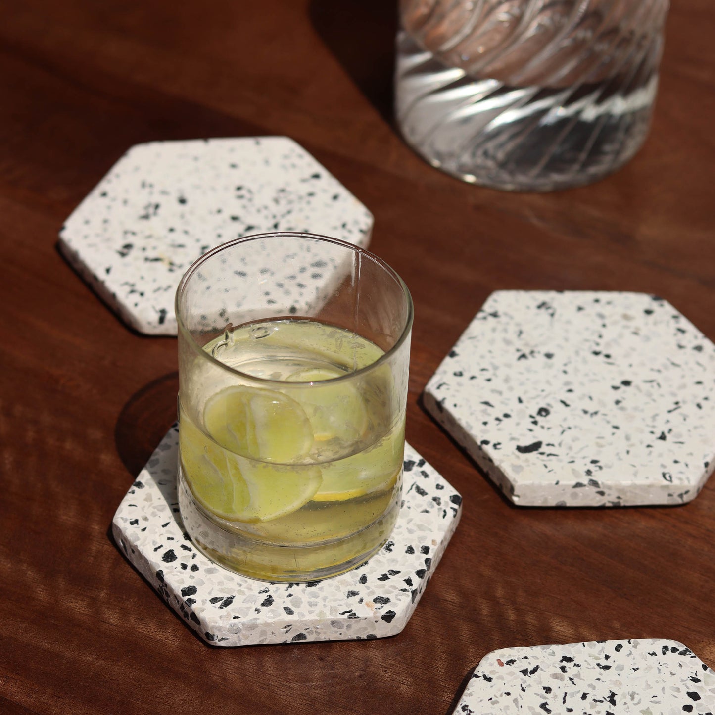Terrazzo Inlay Hexagon Coasters.