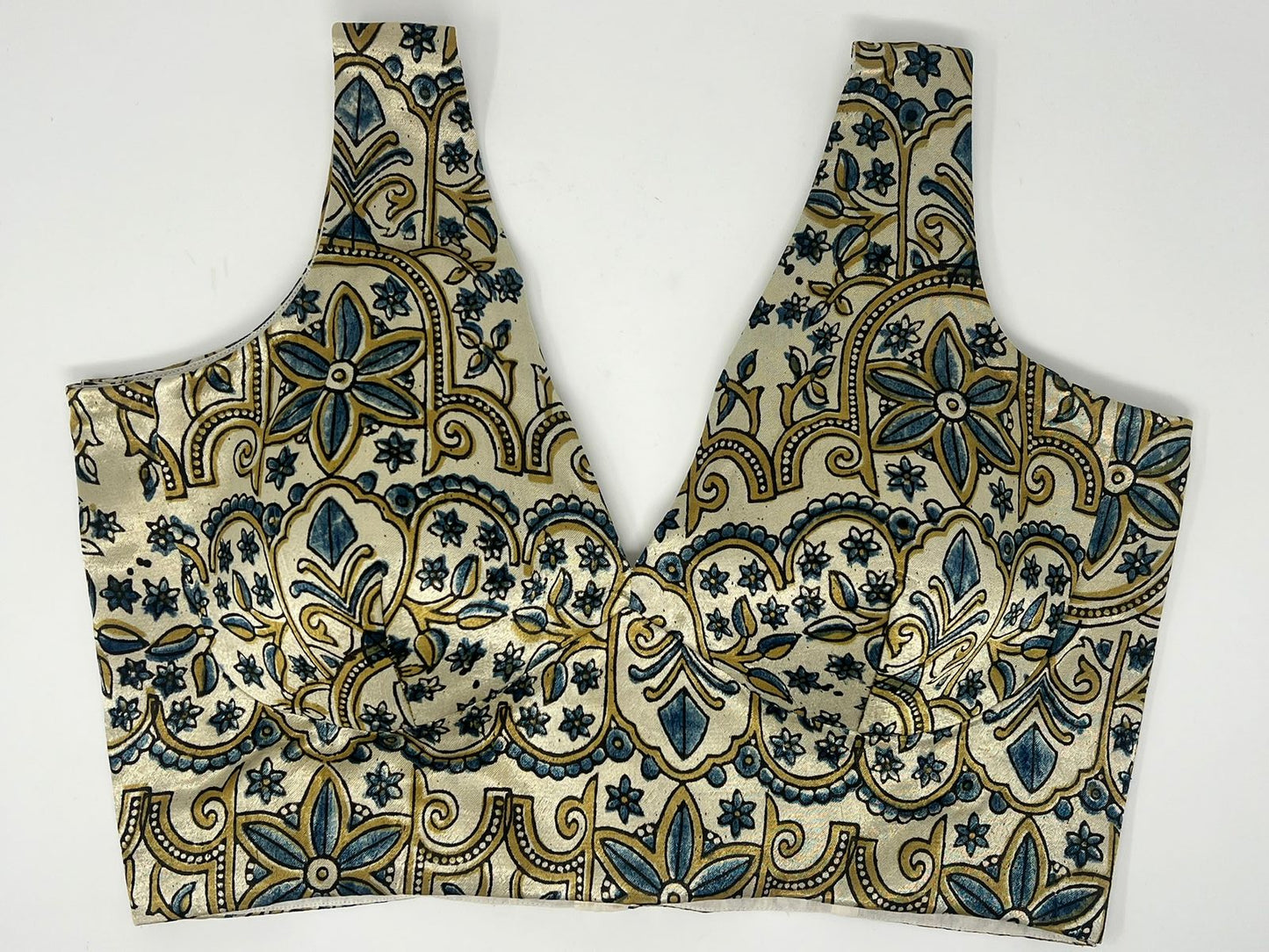 Ajrak Print Sleeveless Blouse.