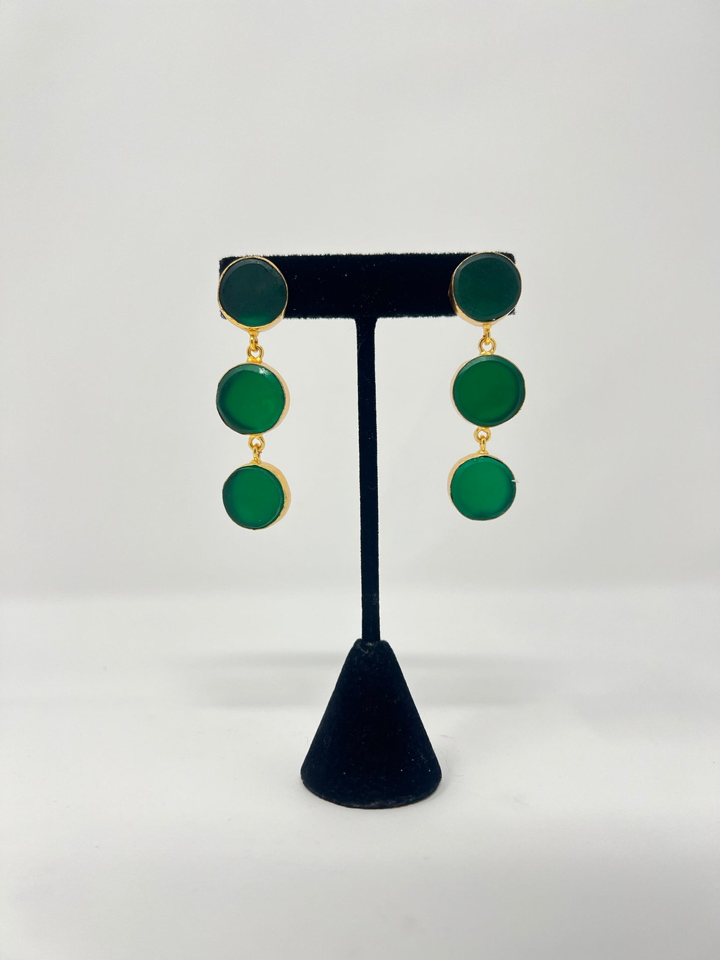 Jaipur Collection |Natural Stone Three Drop Earrings.