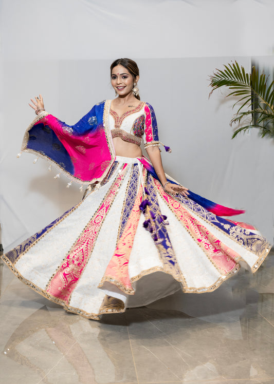 White Vintage chaniya choli.