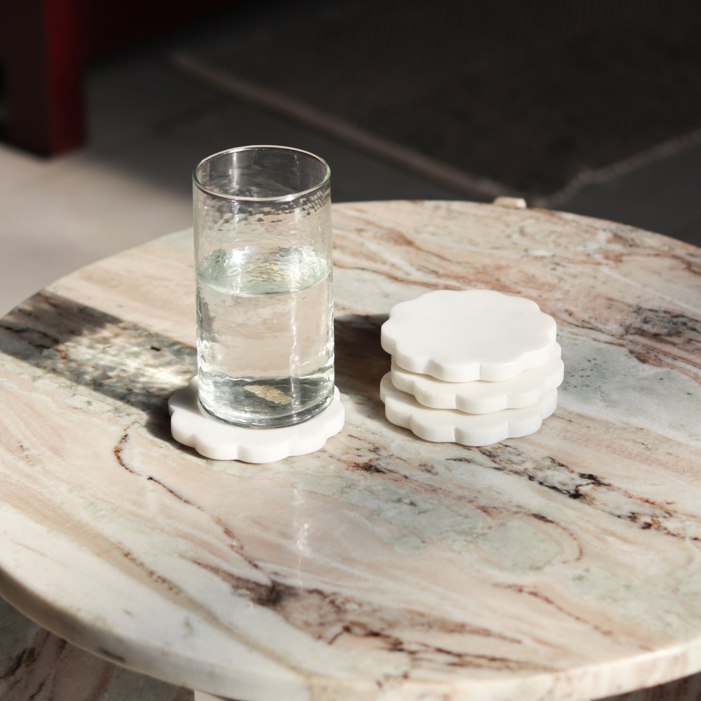 White Marble Scallop Coasters.