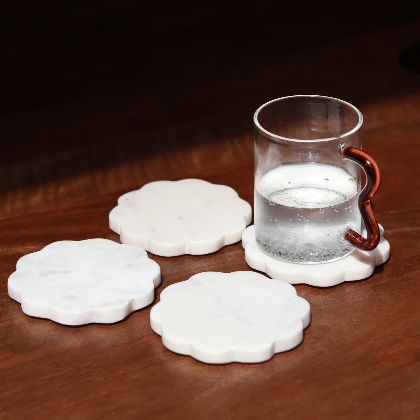 White Marble Scallop Coasters.