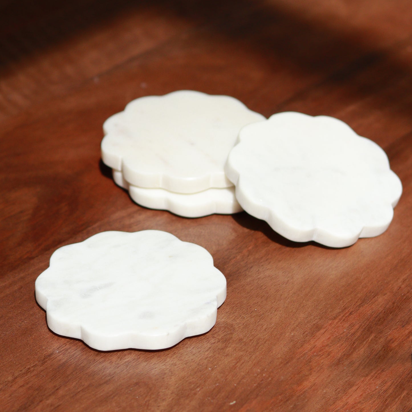 White Marble Scallop Coasters.