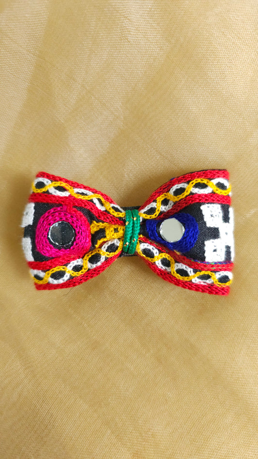 Pink & Blue Mirrorwork Bow Hair Clip | Set of 2