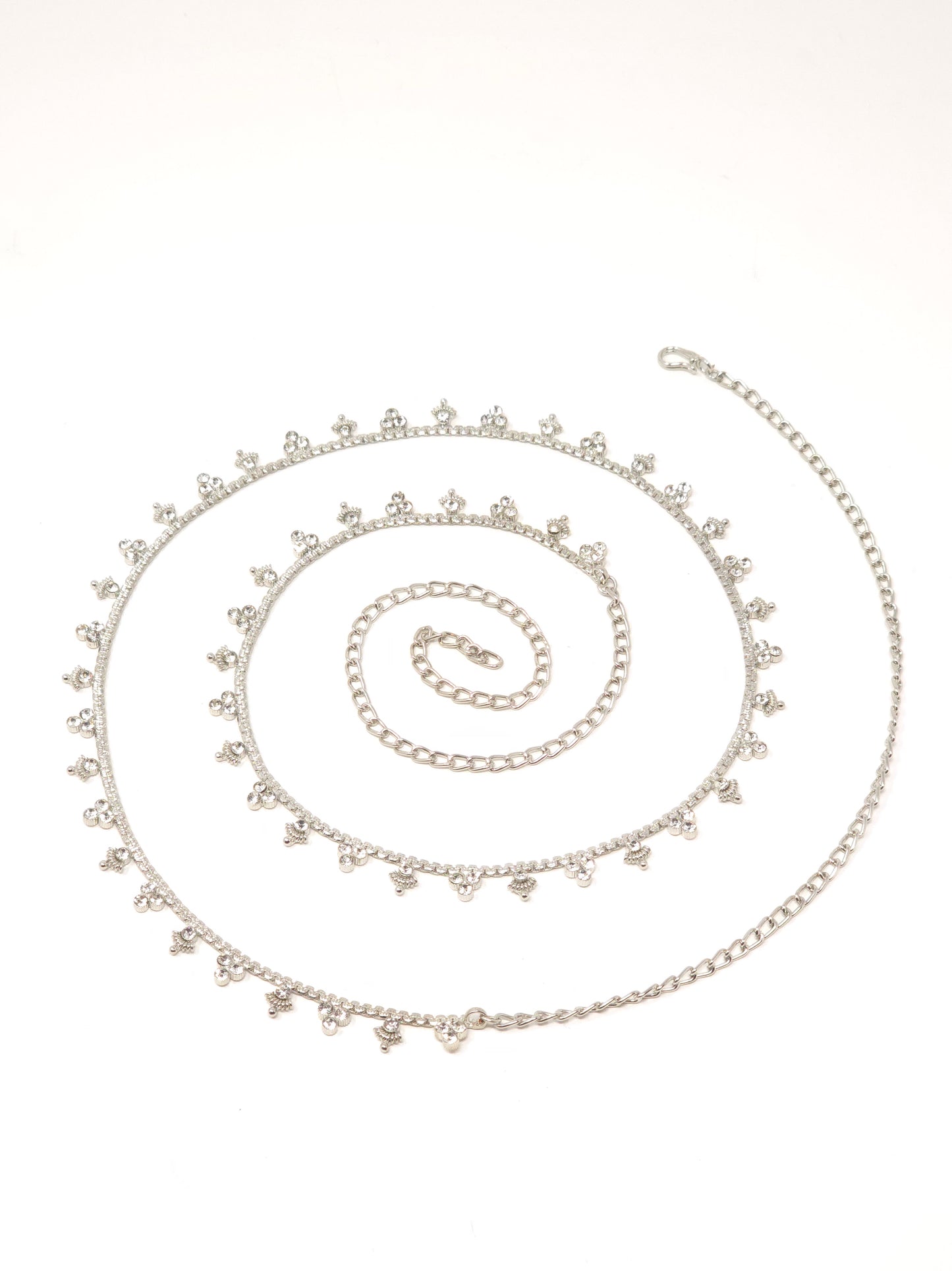 Delicate Silver Crystal Waist Belt