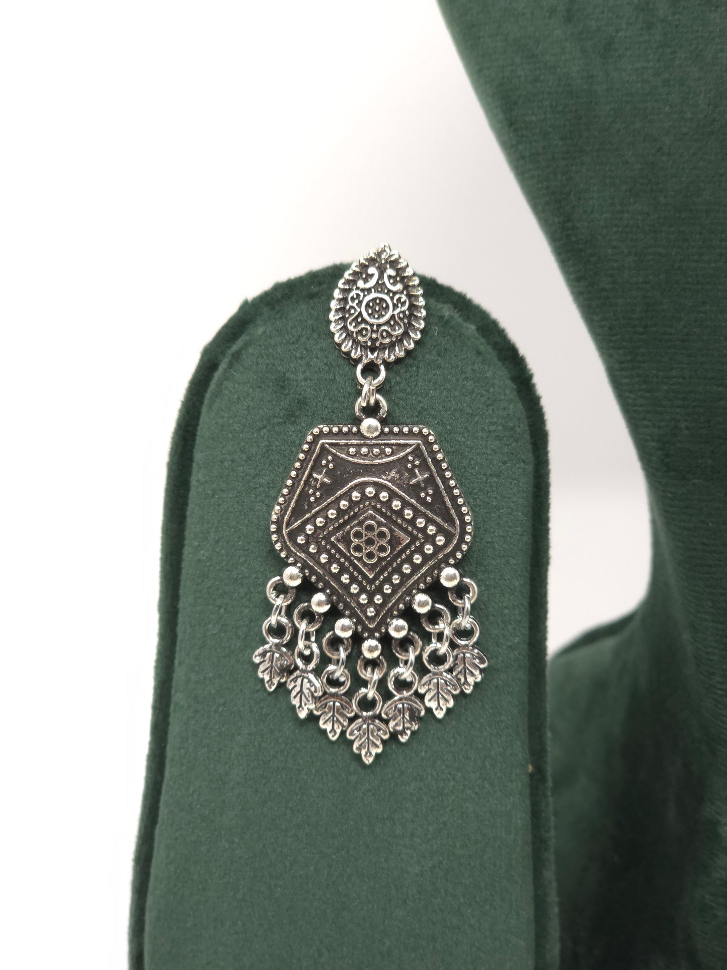 Floral Dangler Oxidized Set