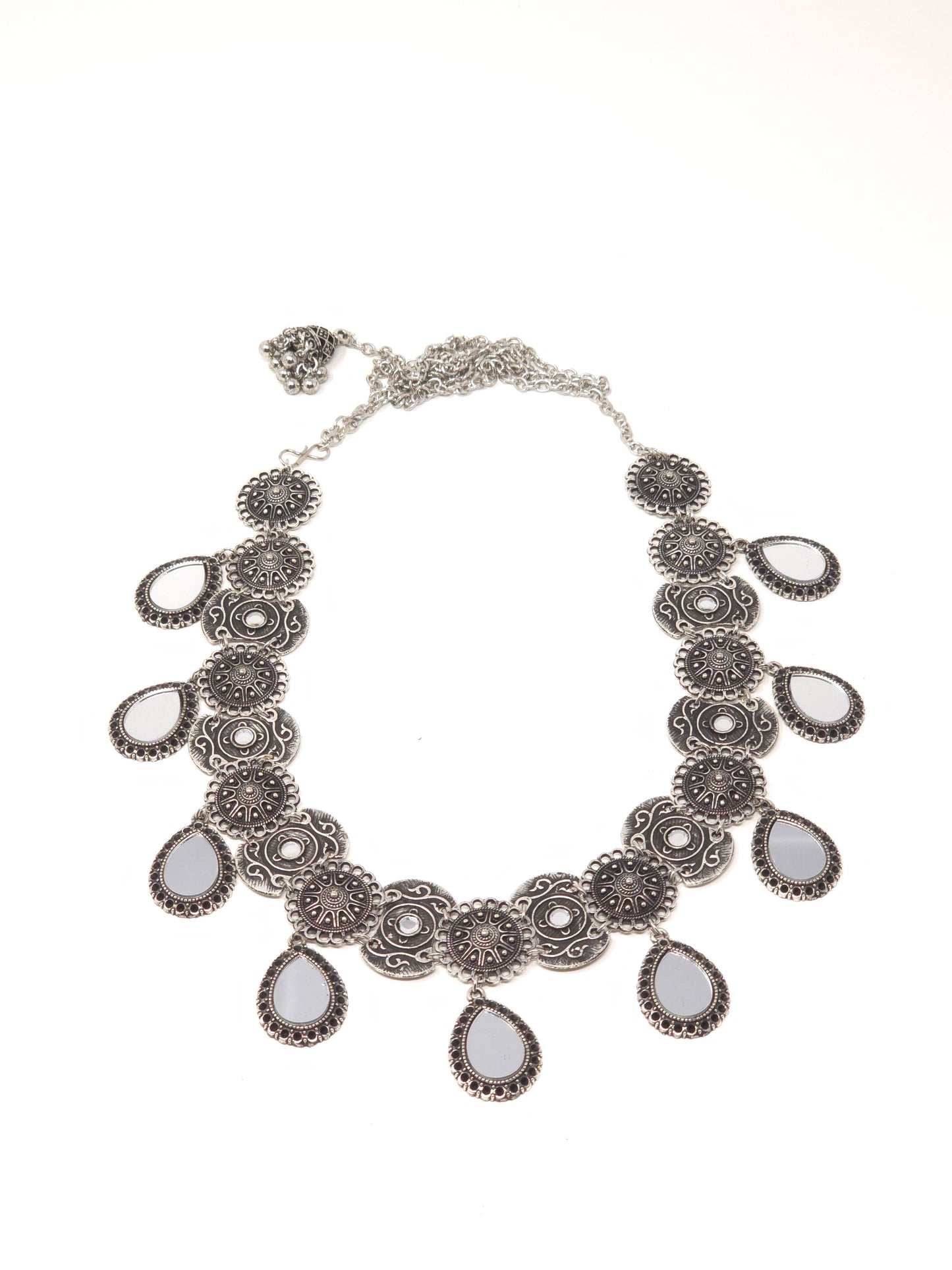 Oxidized Silver Mirror Drop Waist Belt