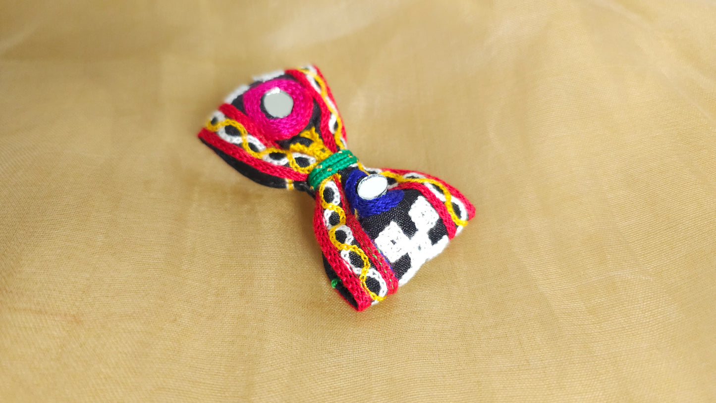 Pink & Blue Mirrorwork Bow Hair Clip | Set of 2