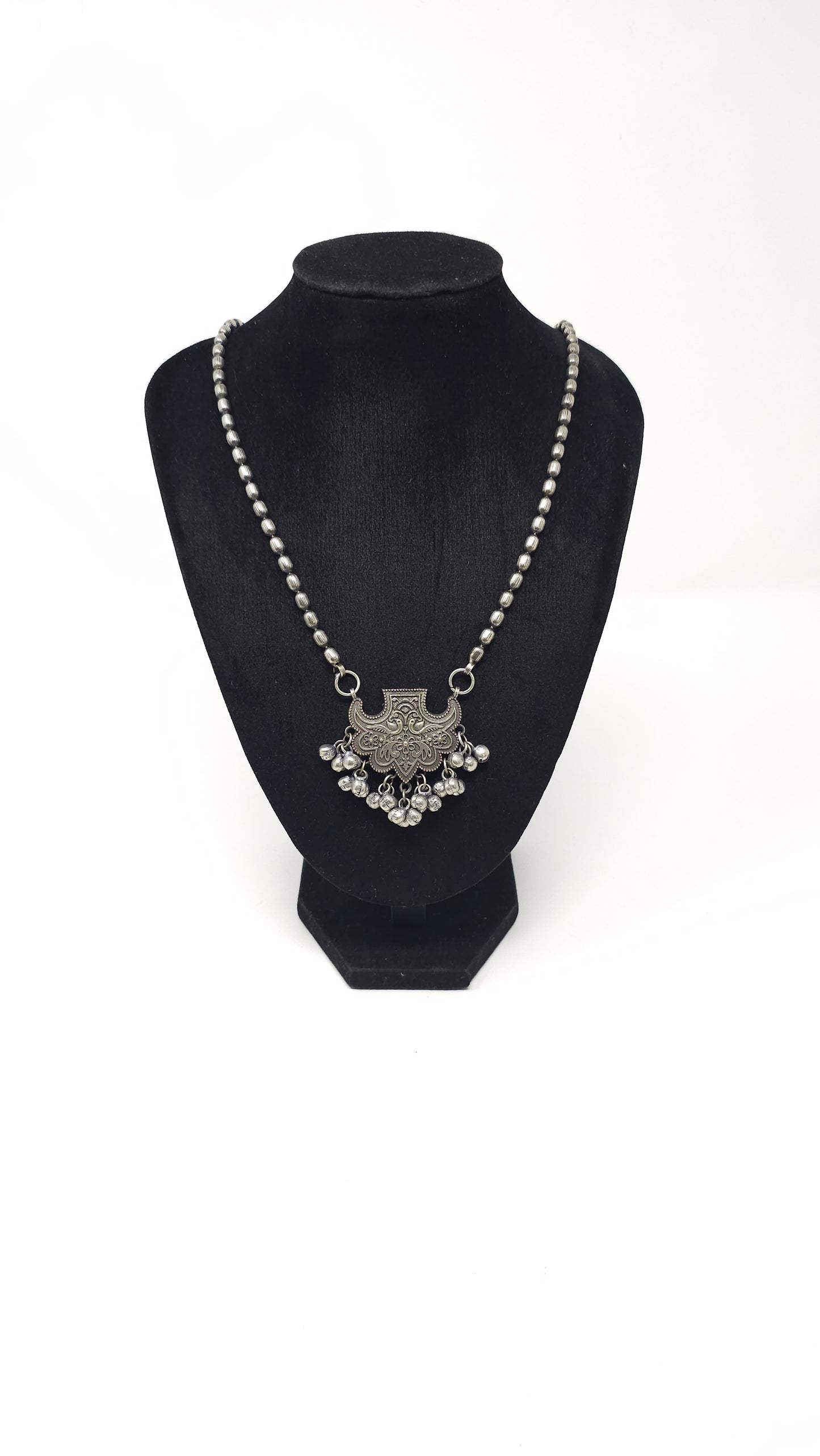 Traditional Oxidized Silver Pendant Necklace