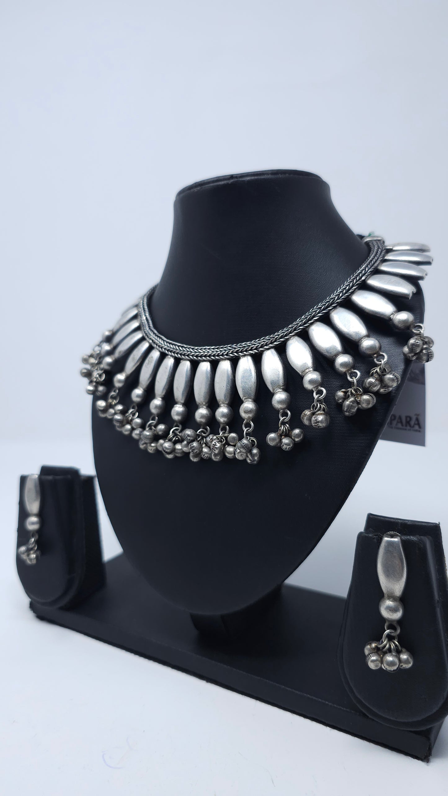 Silver Petal Ghungroo Choker Set