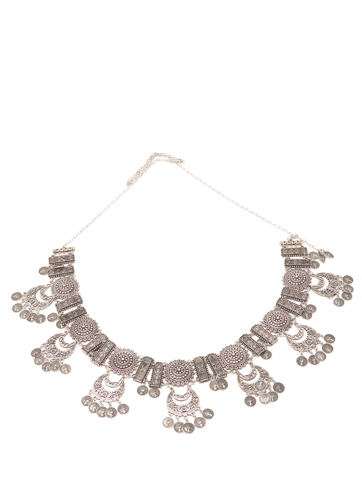 Antique Silver Heritage Waist Belt with Dangling Charms