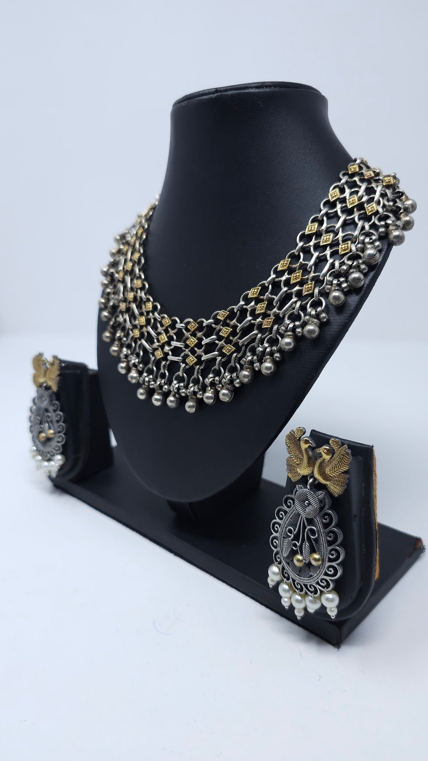 Golden Lattice Ghungroo Choker Set