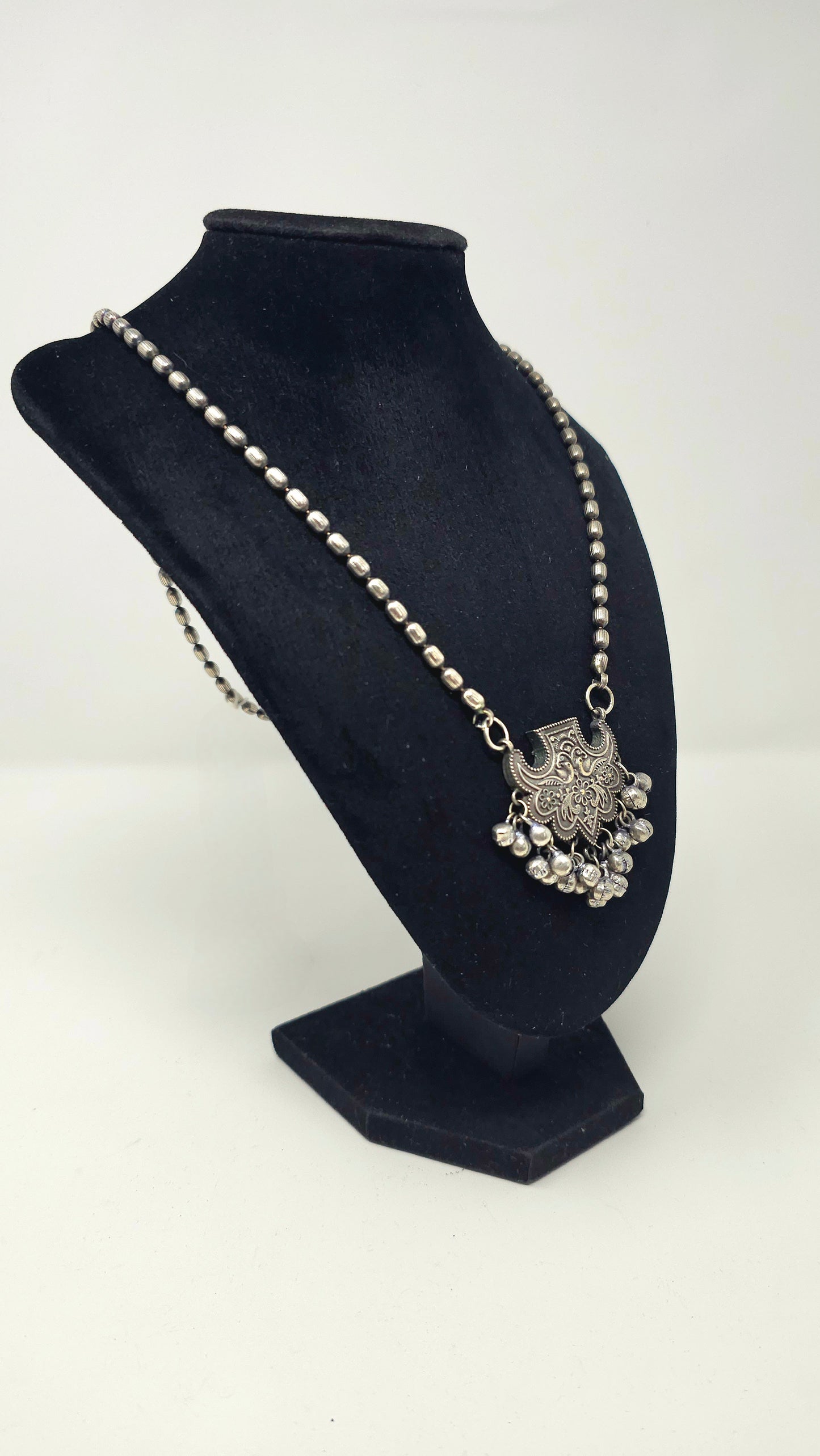 Traditional Oxidized Silver Pendant Necklace