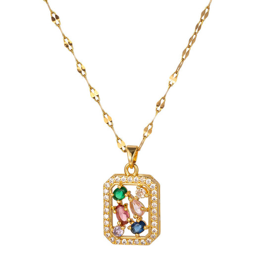Anti Tarnish Waterproof Daily Wear 18K Gold Triple Plated Premium Quality Stainless Steel  Pendant with Beautiful Gemstones