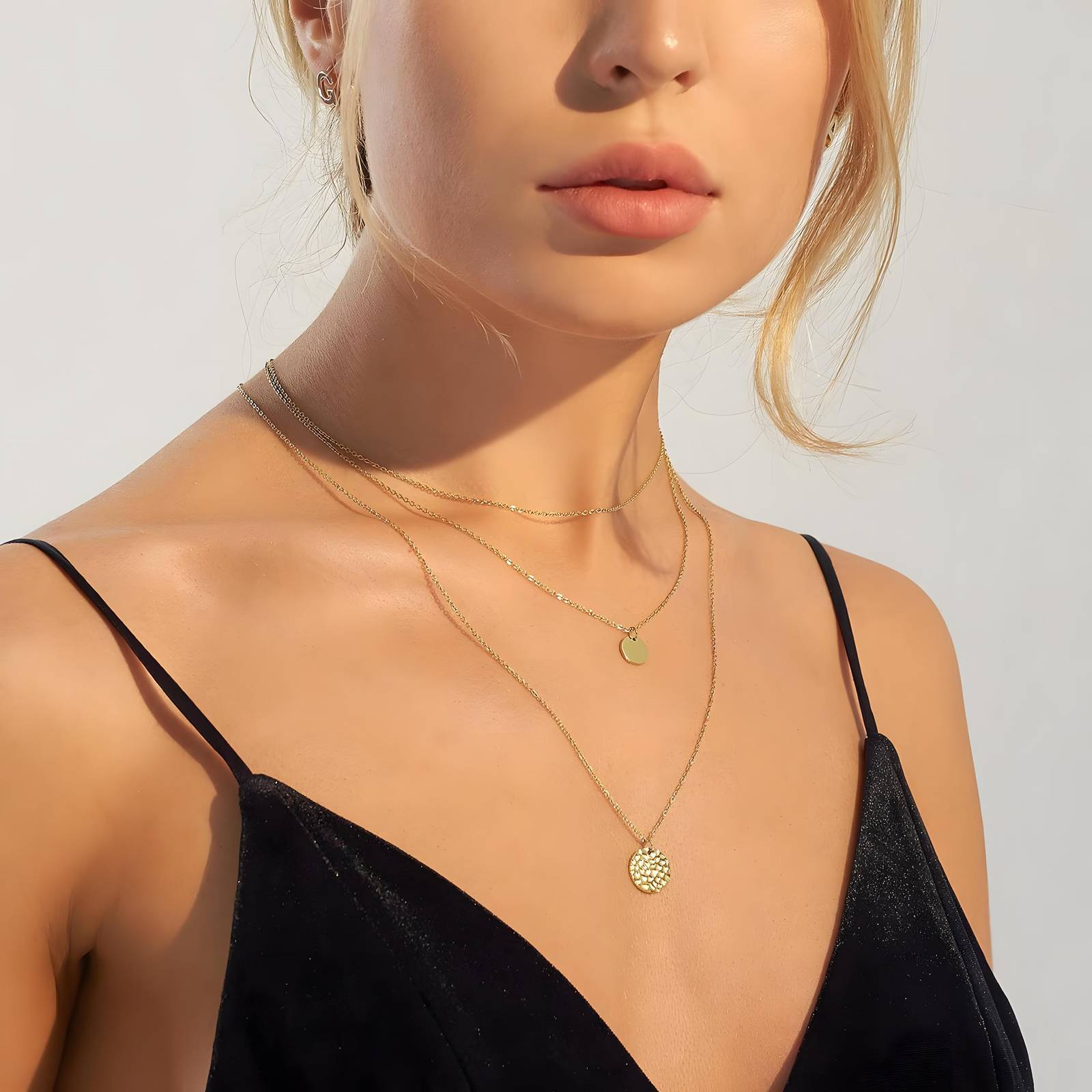 Anti Tarnish Waterproof Daily Wear 18K Gold Triple Plated Premium Quality Stainless Steel Double Pendant Design