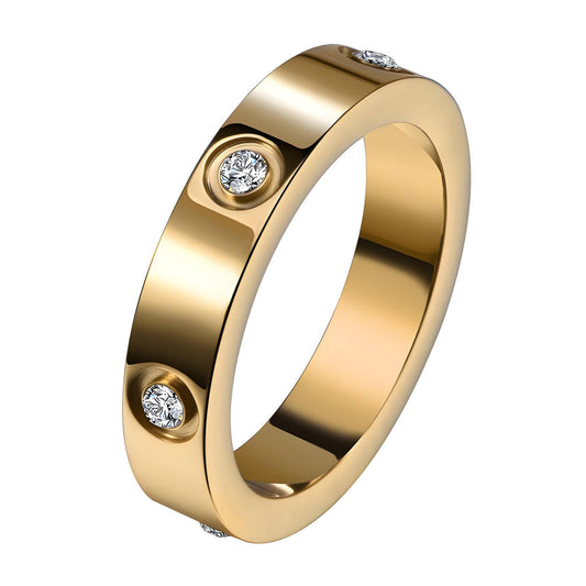 18k Gold Plated High Quality round ring with zirconia stones embedded ring Anti tarnish Daily wear.