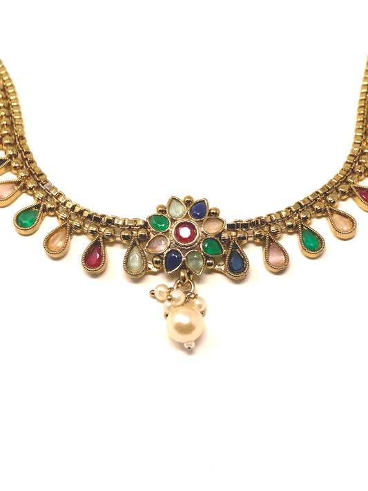 Saanjh Multicolor Kamarbandh with Pearl Drop Detailing
