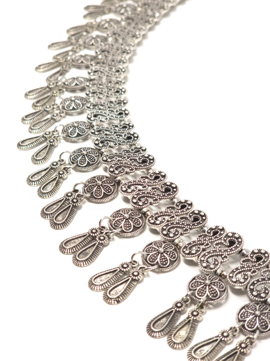 Oxidized Silver Tribal Statement Waist Belt