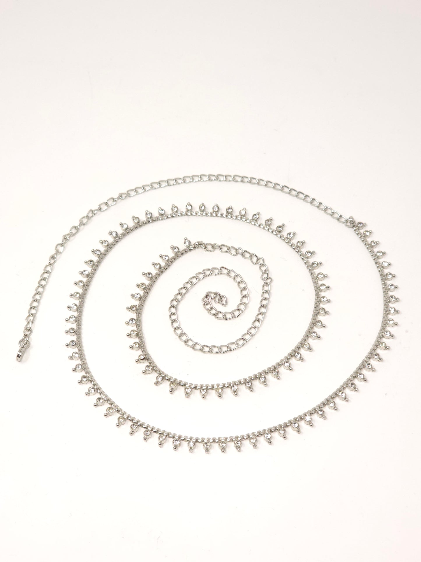 Silver Crystal Waist Belt with Dangling Charms