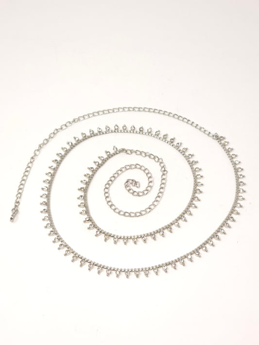 Silver Crystal Waist Belt with Dangling Charms