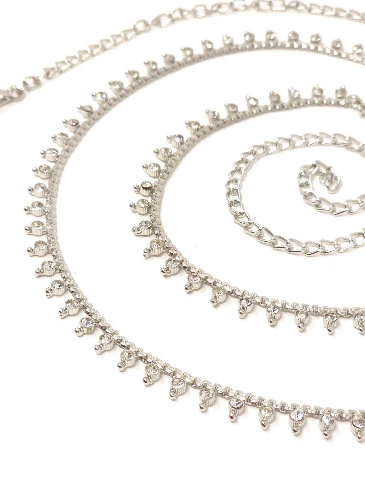 Silver Crystal Waist Belt with Dangling Charms