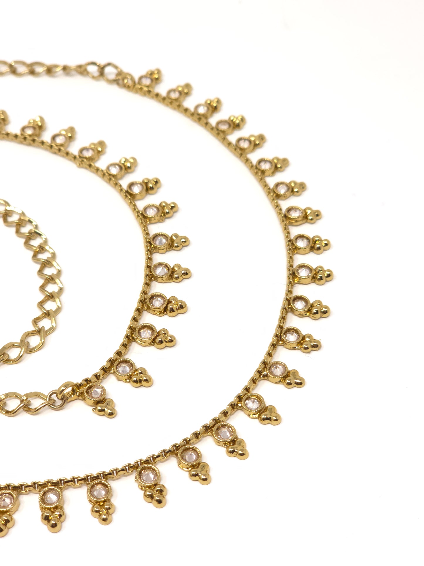 Gold Crystal Waist Belt with Delicate Dangling Charms