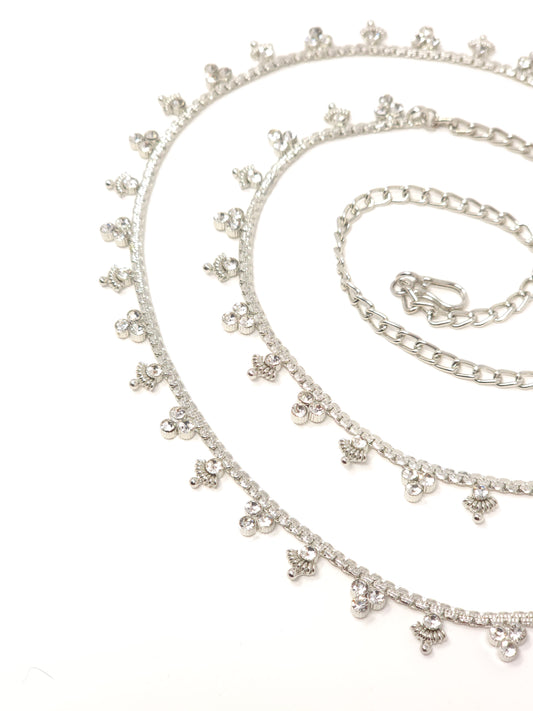 Silver Cluster Crystal Waist Belt