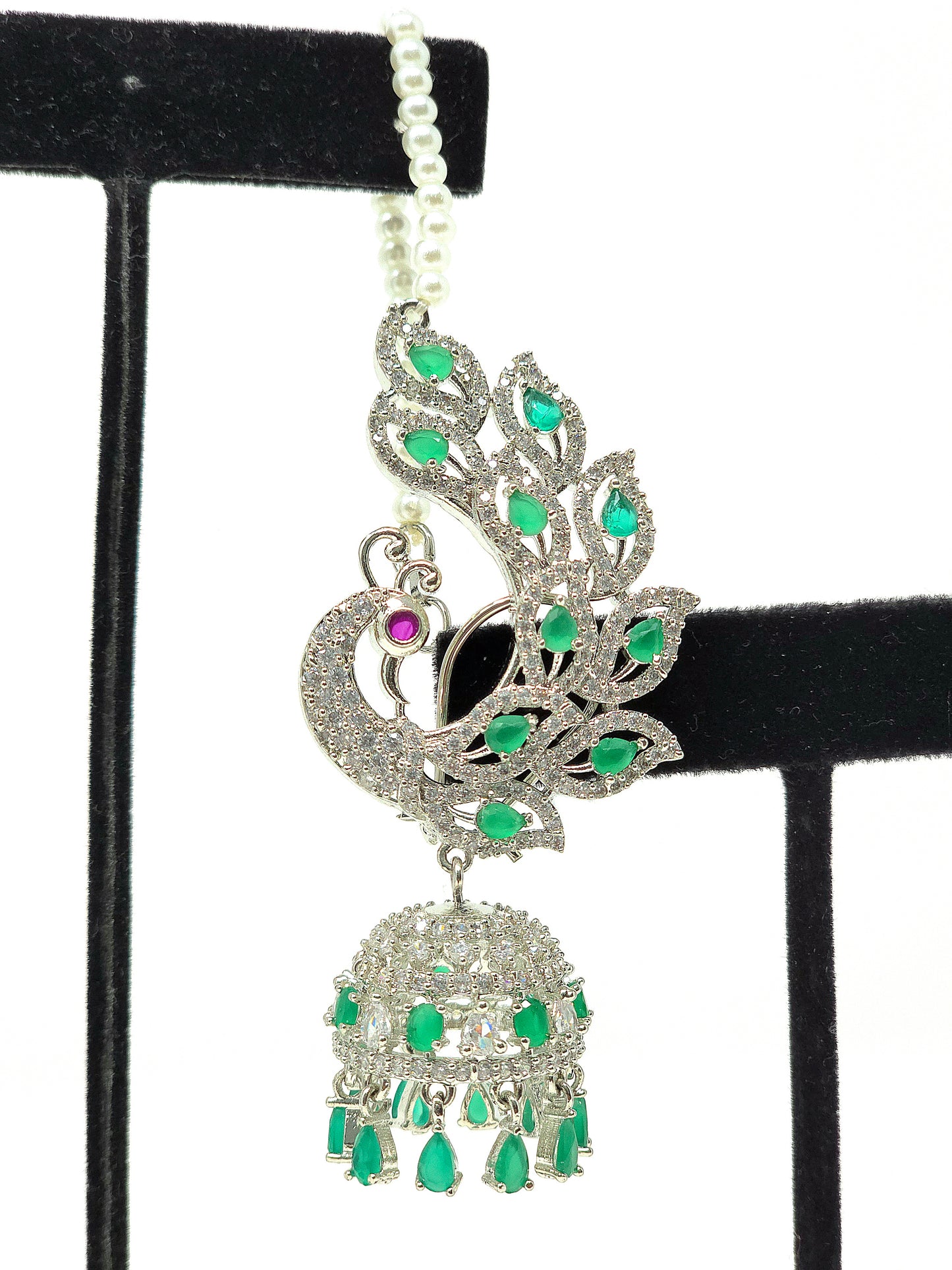 Peacock Stone Earring Chains in Emerald or Ruby