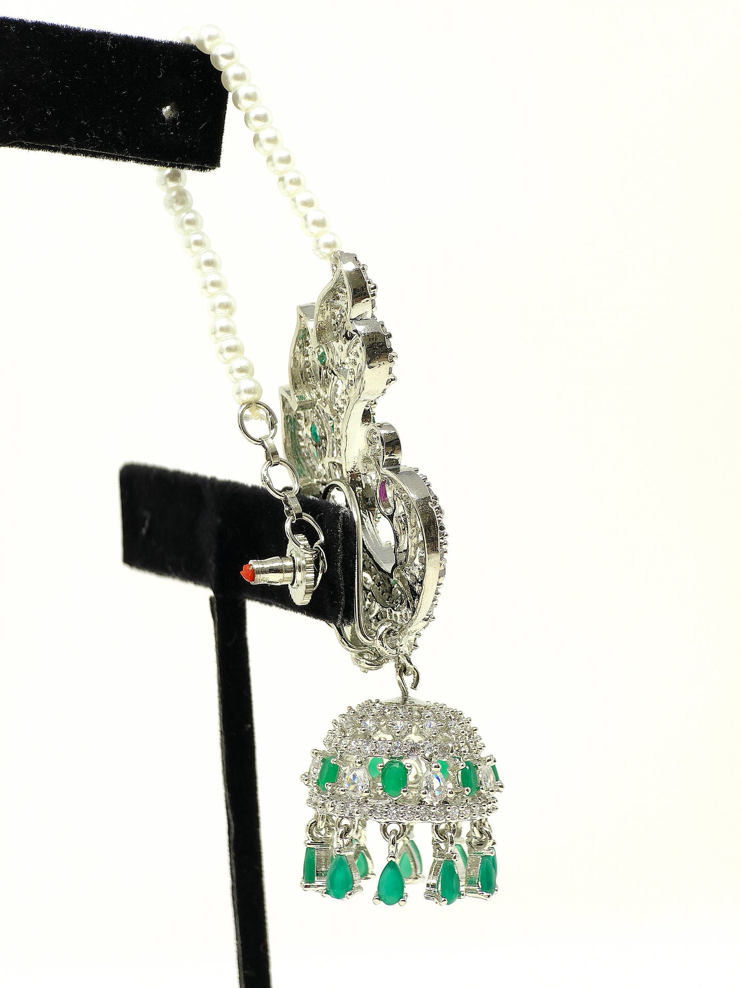 Peacock Stone Earring Chains in Emerald or Ruby