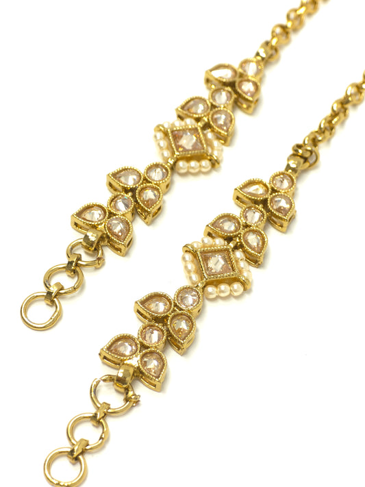 Kundan Pearl Earring Chains
