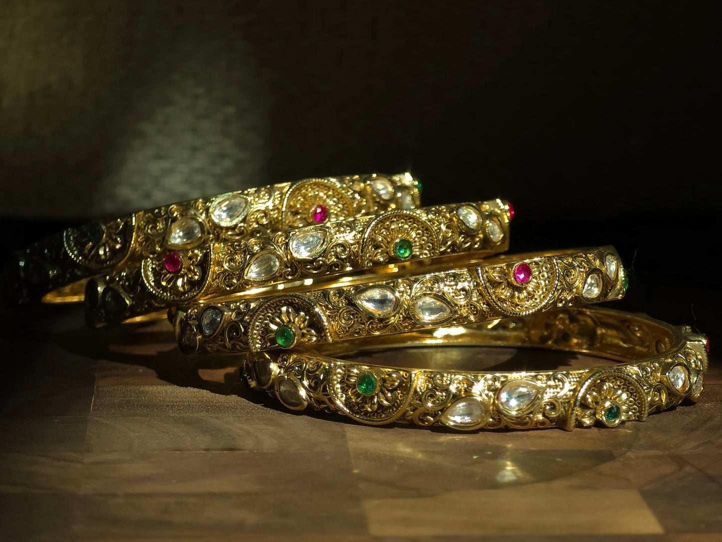 Kundan Meenakari Bangles (Set of 4)
