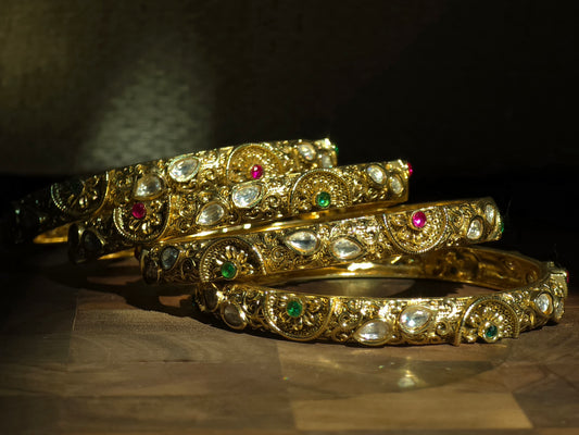 Kundan Meenakari Bangles (Set of 4)