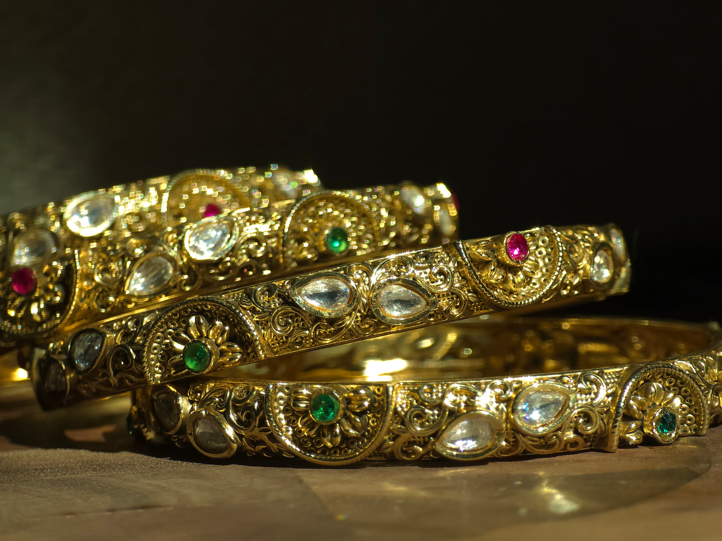 Kundan Meenakari Bangles (Set of 4)